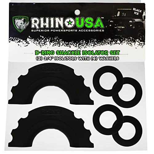 Protect Your Shackles from Damage & Prevents Rattling - Fits Standard 3/4 Shackles 4 Unlimited! 2 with Washers Included Rhino USA D-Ring Shackle Isolators 